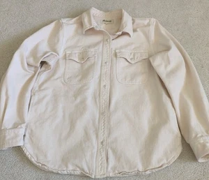 Madewell Denim Shirt Womens Medium Cream Western Button Long Sleeve Heavy - Picture 1 of 9