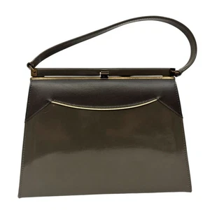 Vintage NATURALIZER Charcoal Gray Top Handle Handbag Purse Bag| 1950s 1960s - Picture 1 of 16