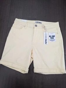 Code Bleu Women's Yellow Classic Bermuda Denim Shorts Size 6P All Day Flex - Picture 1 of 7