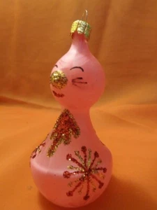 Böhmischer Weihnachtsschmuck Katze mit Aufhänger Pink 11 cm von Bohemia - Picture 1 of 1