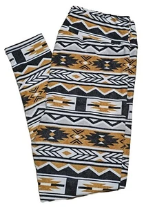 NWOT LulaRoe Leggings TC  Southwestern Aztec Indian Black White Yellow  HTF - Picture 1 of 8