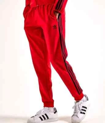 ADIDAS ORIGINALS SUPERSTAR MENS TRACK PANTS ~ SIZE SMALL  #Z0034 red/black NWT - Image 1 of 4