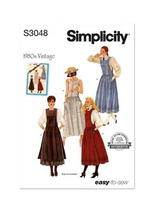 SIMPLICITY 3048 MISSES 1980'S VINTAGE PINAFORES Sewing Pattern Size 6-14 & 14-22 - Picture 1 of 3