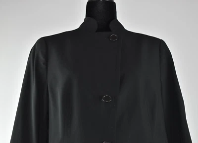 Akris Punto Size 14 Black Button Up Blazer Wool Jacket Pockets Business Career - Image 1 of 4