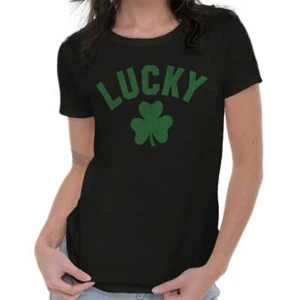 St Patrick's Day Cool Lucky Shamrock Clover Womens Top Junior Graphic Tee - Picture 1 of 11