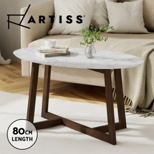 Artiss Coffee Table Oval Marble Effect - Picture 1 of 8