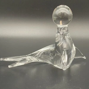 Vintage mundgeblasene Glasdichtung balanciert eine Kugel höchstwahrscheinlich goldene Krone E&R Italien - Bild 1 von 7