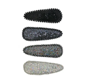 Mia Snip Snaps, Metal Hair Clips Barrettes Covered in Sparkly Material - Picture 1 of 8