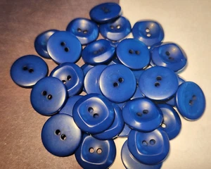 12 Sapphire Blue Circle with concave square center Buttons 3/4" 20mm - Picture 1 of 7