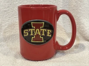 BEAUTIFUL Iowa State Cyclones Pewter Logo Red Ceramic Coffee Mug, NEW&NICE!! - Picture 1 of 5