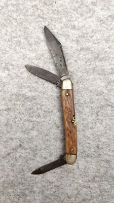 Navaja de Bolsillo Ulster De Colección 3 Hojas Mango de Hueso Jack Hecha en EE. UU. Foto 1 de 4