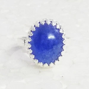 925 Sterling Silber Aqua Chalcedon Ring Geburtssteinring Handgemachter Schmuck - Bild 1 von 6