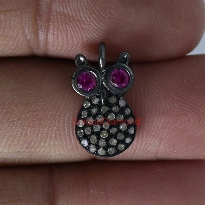 Natural pave Diamond 925 Sterling Silver Handmade Animals Charms Gift Item jewel - Image 1 of 4