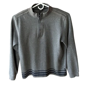 Suéter Boss Hugo Boss 1/4 Cremallera Para Hombre Talla XXL Calce Regular Gris Azul Borde Algodón - Imagen 1 de 11