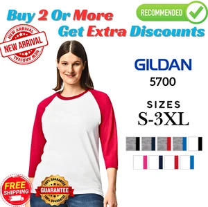 GD230 Gildan 5700 Adult 3/4 Raglan Sleeve Heavy Cotton Super Comfortable T-Shirt - Picture 1 of 14