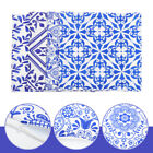  4 pièces taie d'oreiller carrée en tissu peluche courte bleu et blanc en porcelaine