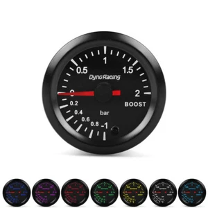2'' 52mm Pointer Turbo Boost Gauge Stepper Motor Black 2 Bar Meter 7 Color LED - Picture 1 of 7