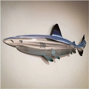 Metal Ocean Shark Wall Art Hanging Glass Decor Coastal Fish Patio Pool Decor AU - Picture 1 of 9