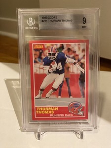 1989 Score Thurman Thomas #211 BGS 9 Old Label Rookie RC HOF Bills