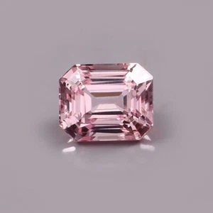 6,10 kt natürlicher zertifizierter rosa Morganit Smaragdschliff loser Edelstein 10,7 x 8,5 mm - Bild 1 von 5