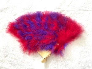 Vintage ROSSO VIOLA Piuma Ventaglio Mano CAPPELLO ROSSO SOCIETA' Danza, Halloween, Costume - Foto 1 di 1