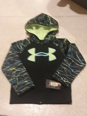 NUEVO CON ETIQUETAS UNDER ARMOUR NIÑOS CREMALLERA LOGO SUDADERA CON CAPUCHA NEGRO AMARILLO Foto 1 de 2