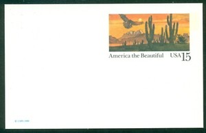 SCOTT # UX127 POSTAL CARD, HAWK AND SONORA DESERT, UNUSED, GREAT PRICE!