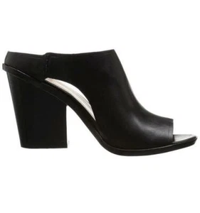 Cole Haan Women Black Leather Sandals Slide Size 9.5 Mule Peep Heel Open toe Nib - Picture 1 of 4