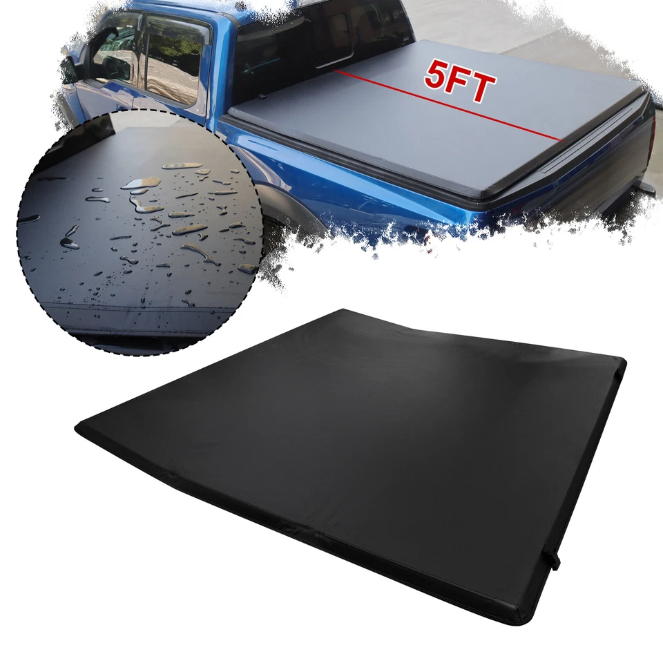 Soft Tri-Fold Truck Bed Tonneau Cover For 2005-2025 Nissan Frontier 5 Feet Bed Foto 1 de 4