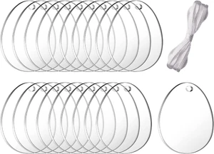 Easter Clear Acrylic Ornaments 12Pcs Blank Bunny Chick Egg Carrot Hanging Penda - Picture 1 of 6
