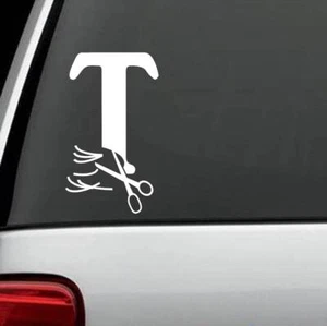 M1121 Buchstabe T Friseur Friseur Salon Spa Aufkleber Sticker Lockenstab Kunst - Bild 1 von 3