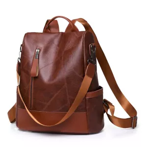 Women's Fashionable Leather Stylist Backpack School Bag Crossbody - Picture 1 of 16