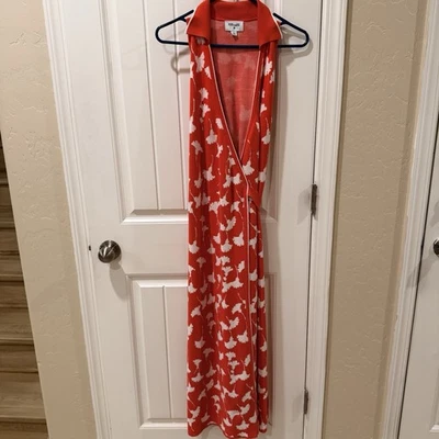 Maxi Vestido Diane von Furstenberg X Target Rojo Blanco Floral Tejido Talla XL Foto 1 de 4