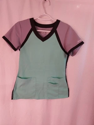 Grey's Anatomy Active Women's Scrub Top Size XS Colorblock Nursing Healthcare  - Image 1 of 4