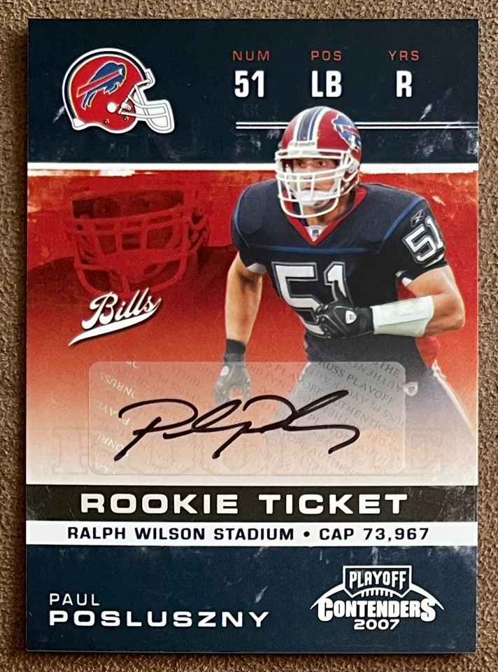 2007 Playoff Contenders Rookie Ticket Autograph Paul Posluszny #206 Bills Auto - Image 1 of 2