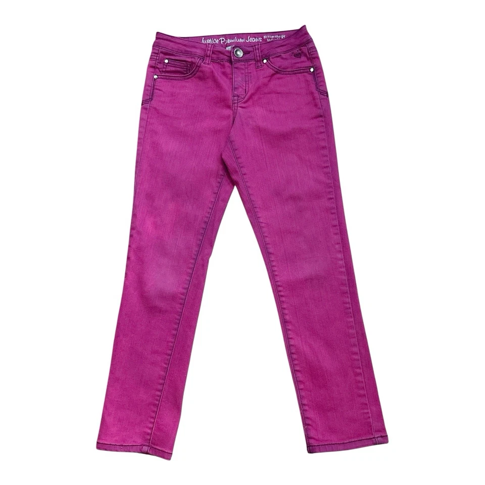 JUSTICE Girls Youth Size 10.5 Pink Slim Straight Jeans 25.5" Inseam - Image 1 of 4