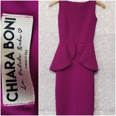 Chiara Boni La Petite Robe Sleeveless Peplum Dress Size 2 US 38 Italian Fuscia  - Image 1 of 4