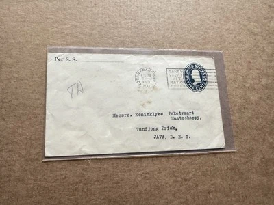 US 1919 Stationery to Dutch East Indies#U443 +Tandjong Priok CDS+Uncommon Route - Image 1 of 3
