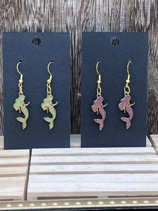 2 Paar Meerjungfrau Ohrhänger (grün, lila) - Bild 1 von 1