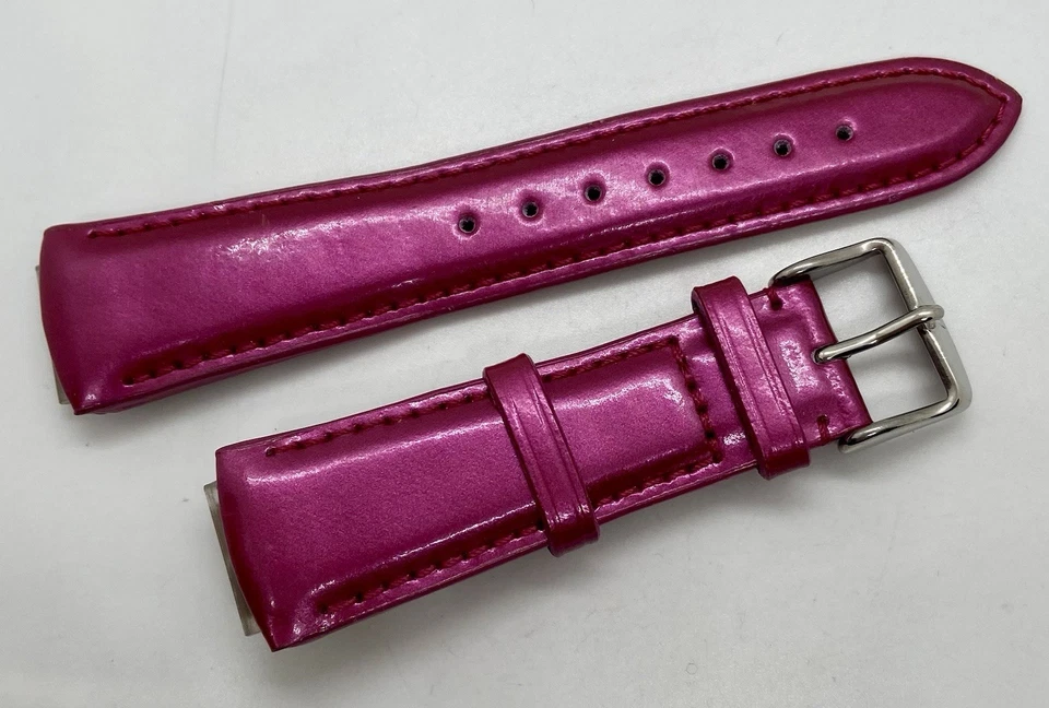 NUEVA TECHNOMARINE Correa de Reloj Cuero Genuino 17mm Brillo Brillante Fucsia Acolchada Foto 1 de 4