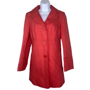 Ann Taylor Women's Knee Length Trench Coat Size M Pink Raspberry - Picture 1 of 24