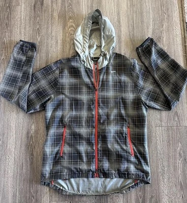 Jaqueta de corrida Nike feminina média grande xadrez com capuz bolsos com zíper - Imagem 1 de 4