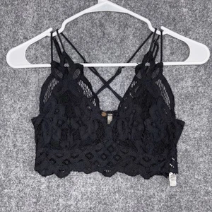 Free People Adella Bralette Size S Black Smocked Back - Picture 1 of 6