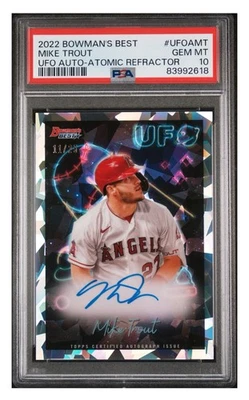 2022 Bowman's Best - Bowman UFO Mike Trout #UFO-1 Atomic Refractor 11/25 PSA 10 - Image 1 of 2