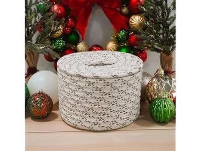 Colonial Mills Holiday Wool Lidded Crock Basket - Green 14"x14"x8"  - Image 1 of 4
