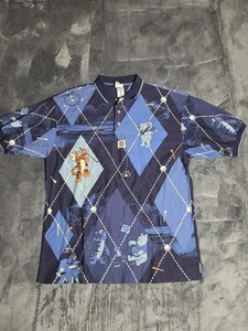 Vintage Disney Store Winnie The Pooh Golf Polo Shirt Large Argyle Tigger 90s NEW - Picture 1 of 7