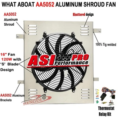 Aluminum Shroud+16'' 120W Fan+Relay For 1998-01 Ford Explorer 98-11 Ranger Mazda - Image 1 of 4