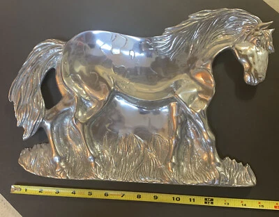 Mustang/horse Chip & Dip Server by Wilton Armetale Aluminum 16” Western Theme. - Image 1 of 4