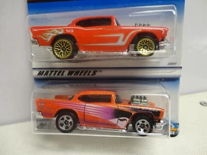 Hot Wheels '57 CHEVY Red #1077 + Orange #228 1957 CHEVY - Picture 1 of 2