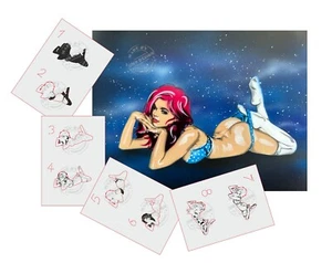AS-345 Pinup Girl Step by Step Schablone Schablone Acryl Airbrush Spray Wandfarbe - Bild 1 von 2